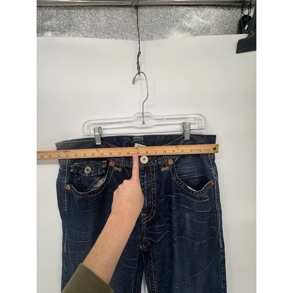 True Religion Section‎ Straight Super QT Contrast Stitch Blue Jeans Mens 36
